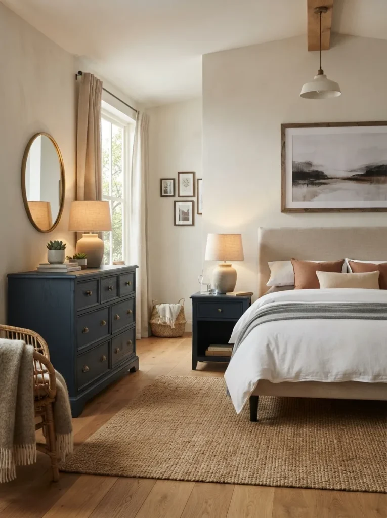 blue wood furniture dark blue bedroom idea 2026