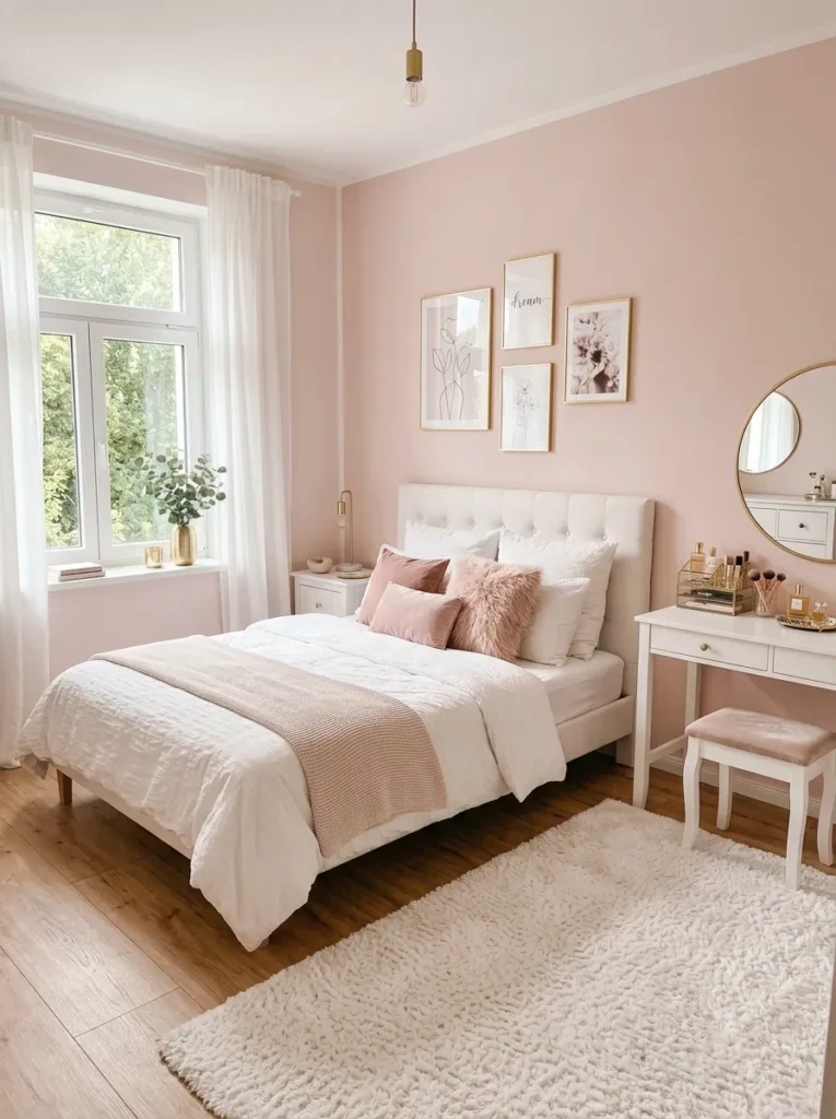 blush pink palette teen girl bedroom idea 2026