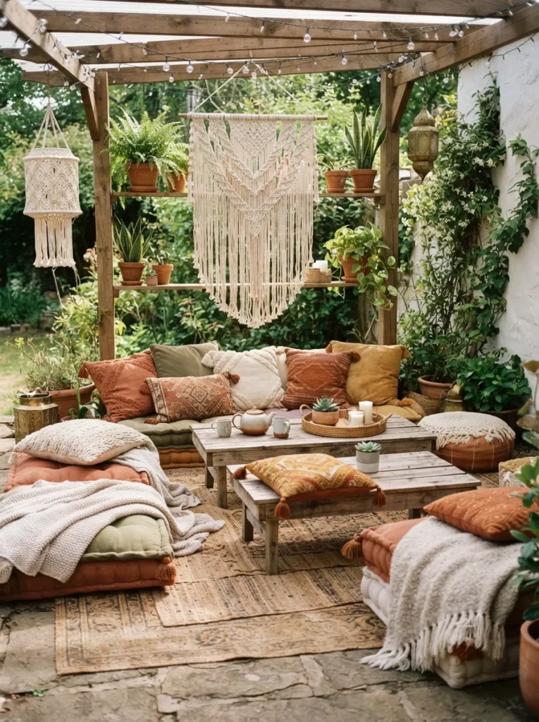 boho floor seating summer patio decor idea modern