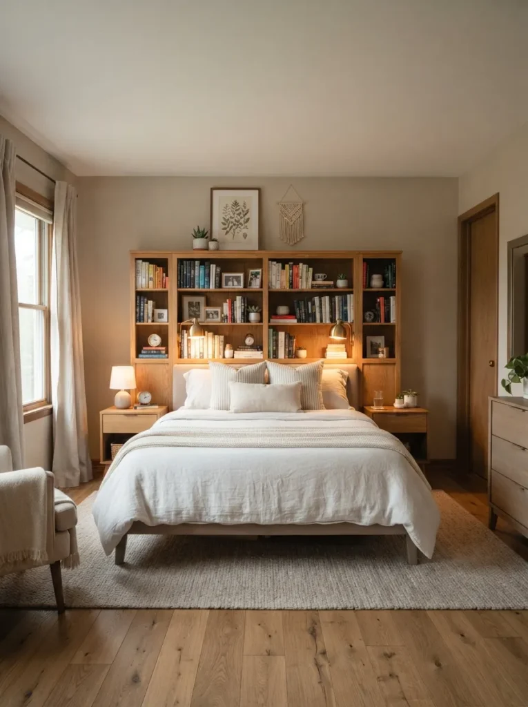bookcase headboard bed unique bed idea modern 2026