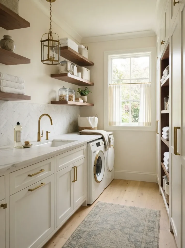 brass hardware details luxury laundry room idea modern
