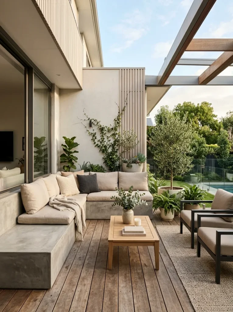 built in bench seating outdoor furniture idea 2026