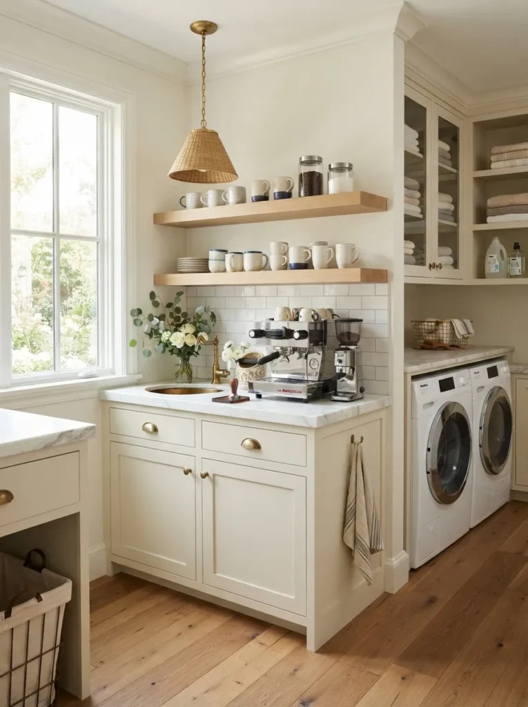 built in coffee station luxury laundry room idea modern