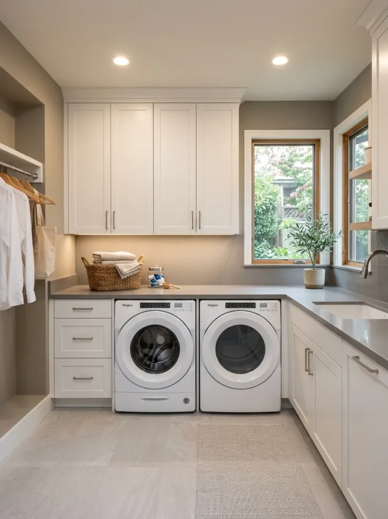 built in folding station laundry room design idea 2026