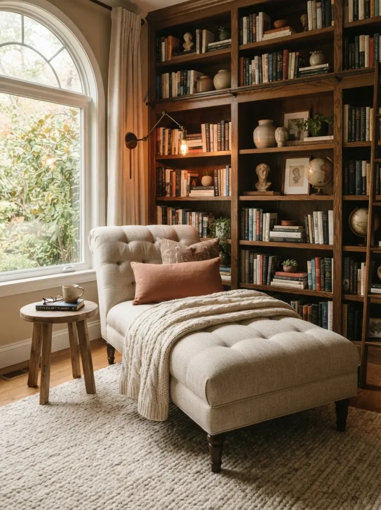built in shelf wall chaise lounge reading nook idea modern