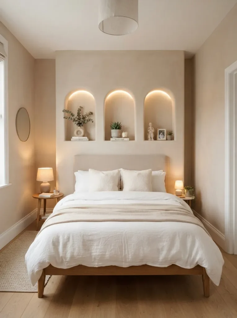 built in wall niches small bedroom idea modern