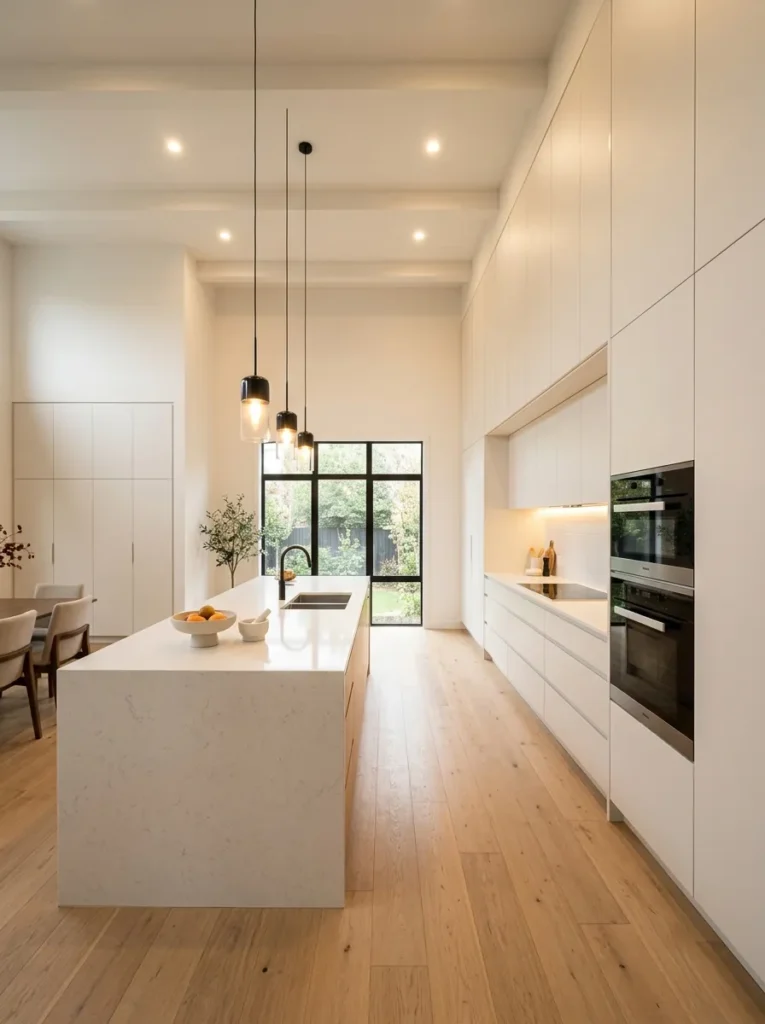 ceiling height cabinets small kitchen idea modern