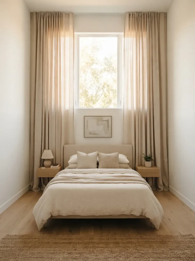 ceiling mounted curtains bedroom window idea modern
