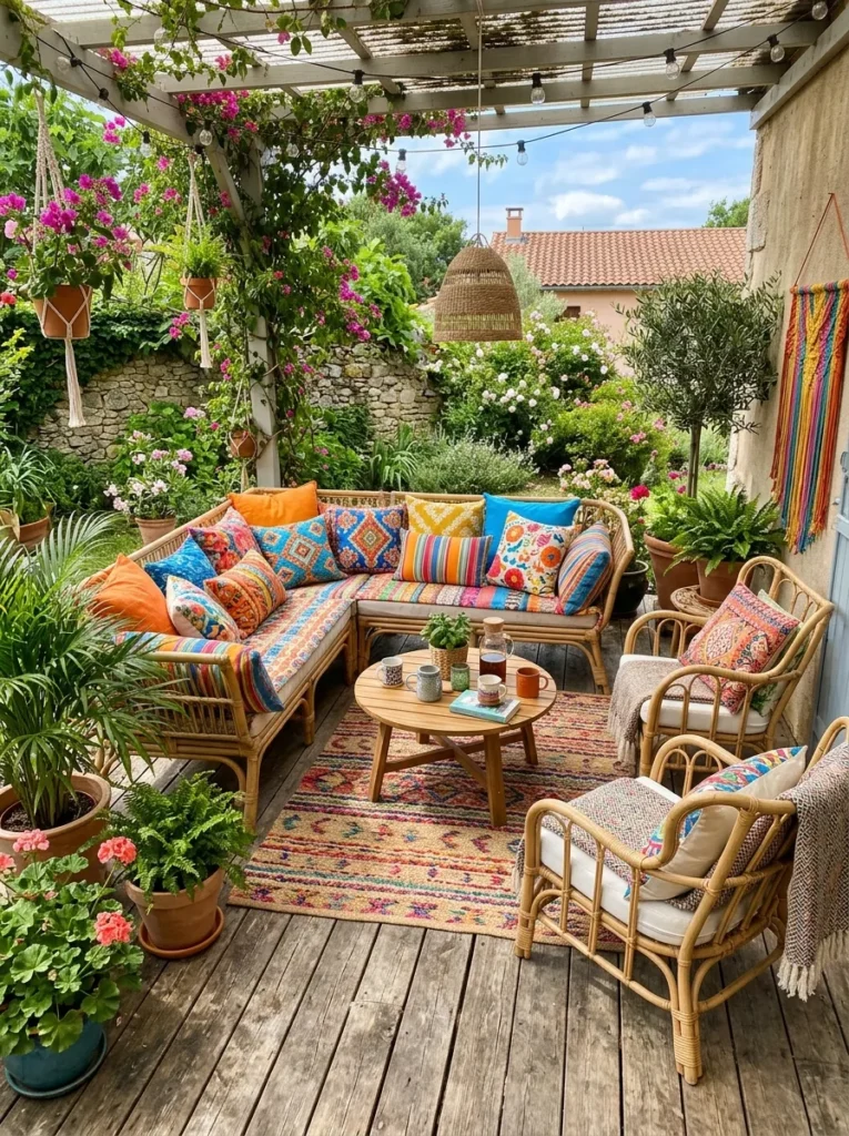 colorful cushion seating outdoor furniture idea 2026