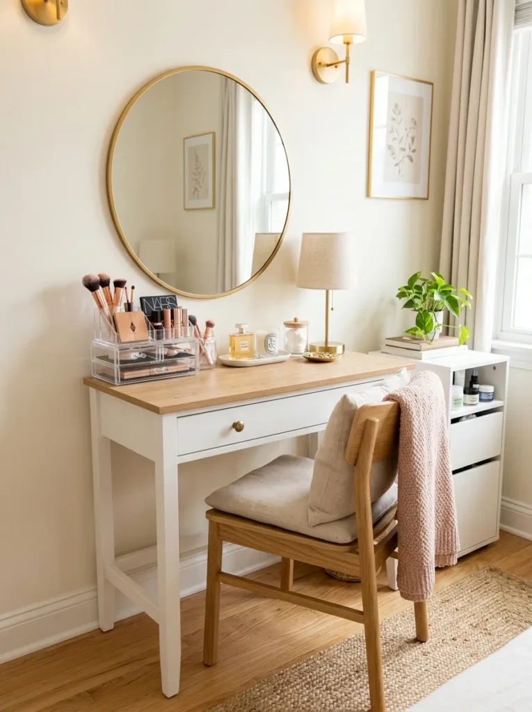 compact vanity space teen girl bedroom idea 2026
