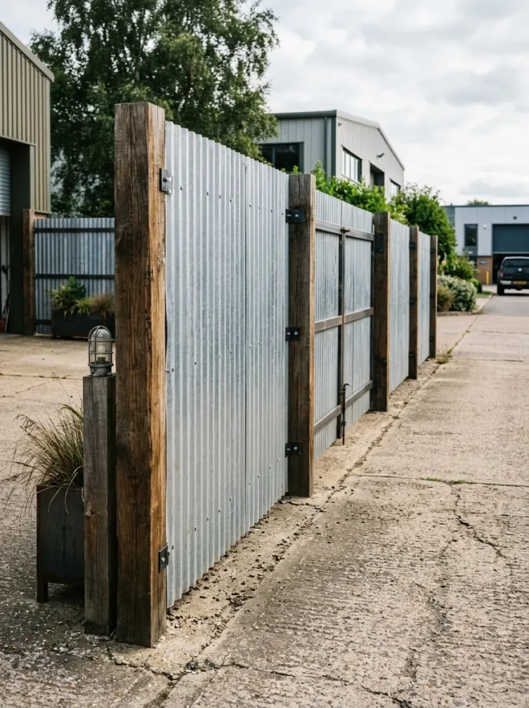 corrugated metal sheets privacy fence idea 2026
