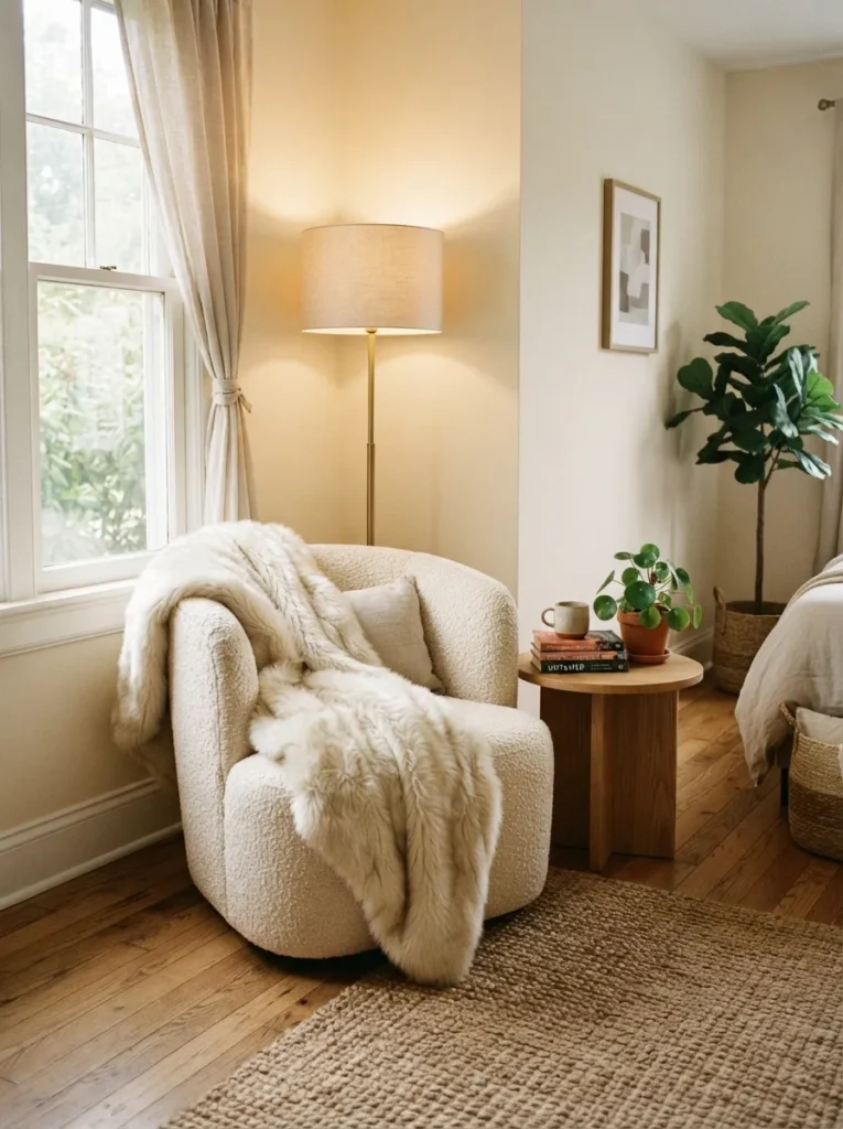 cozy reading nook baddie bedroom idea modern