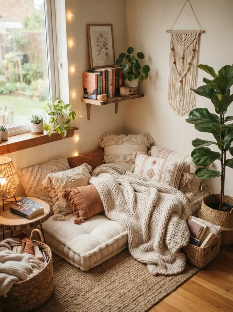 cozy reading nook boho teen bedroom idea modern