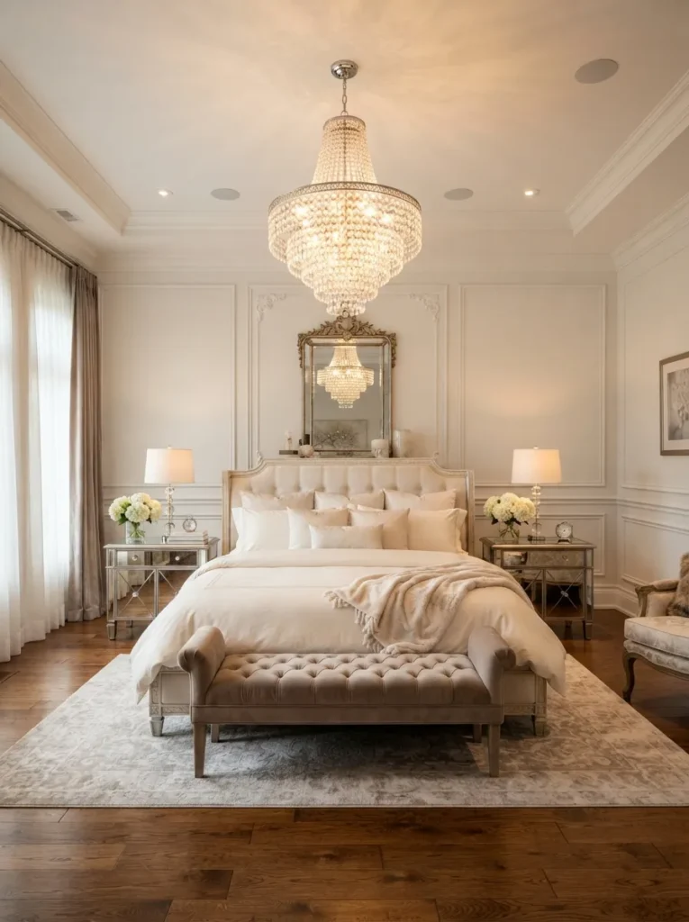 crystal pendant lighting baddie bedroom idea stylish