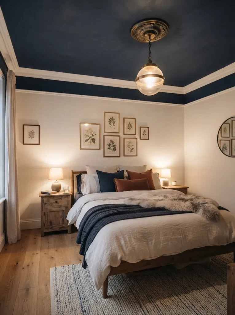 dark blue ceiling dark blue bedroom idea bold modern
