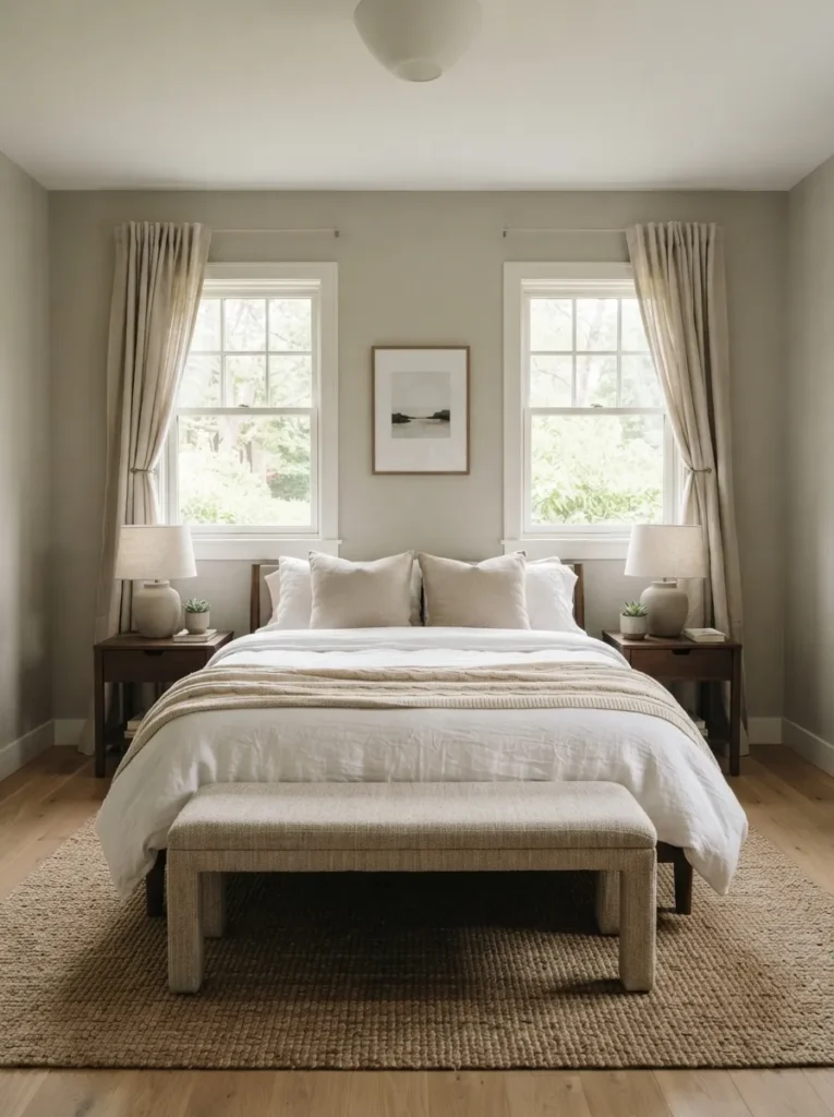 double window symmetry bedroom window idea modern