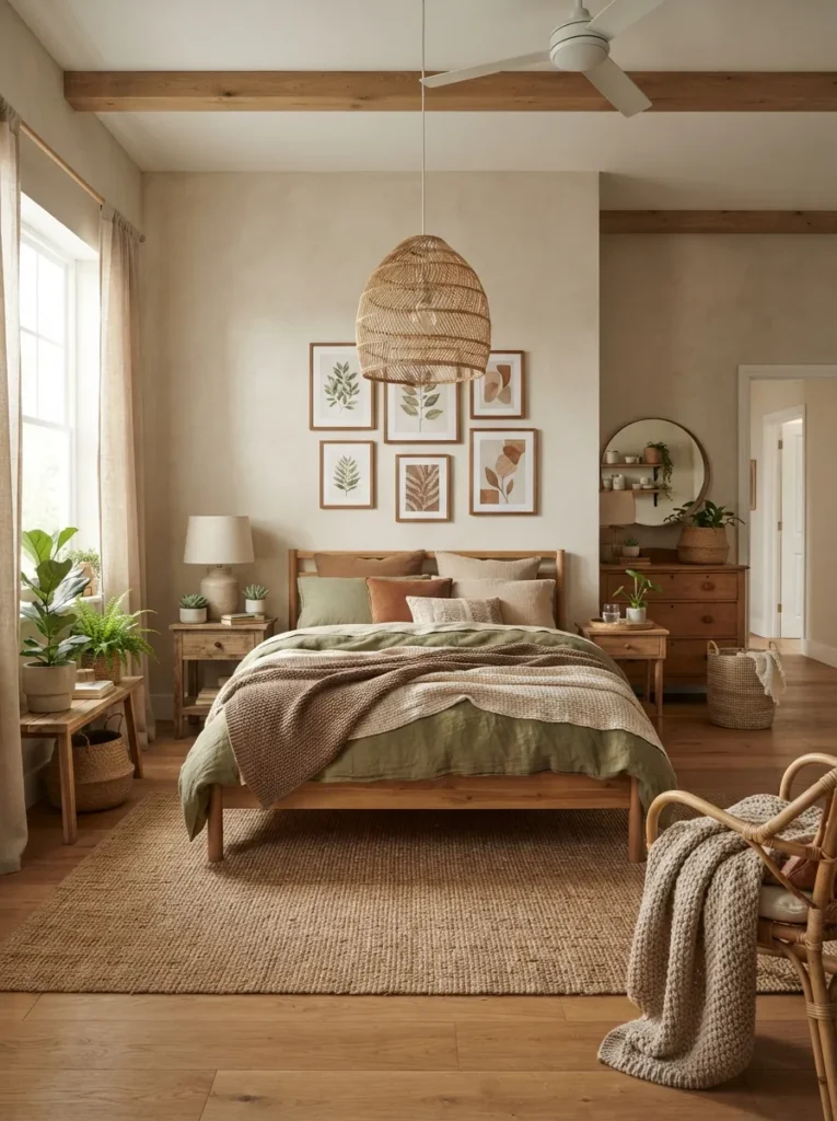 earth tone palette forest bedroom idea relaxing modern