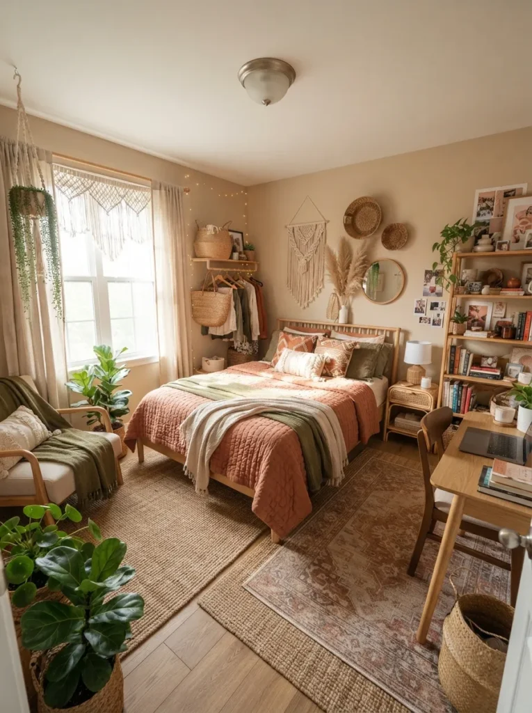earthy color palette boho teen bedroom idea modern
