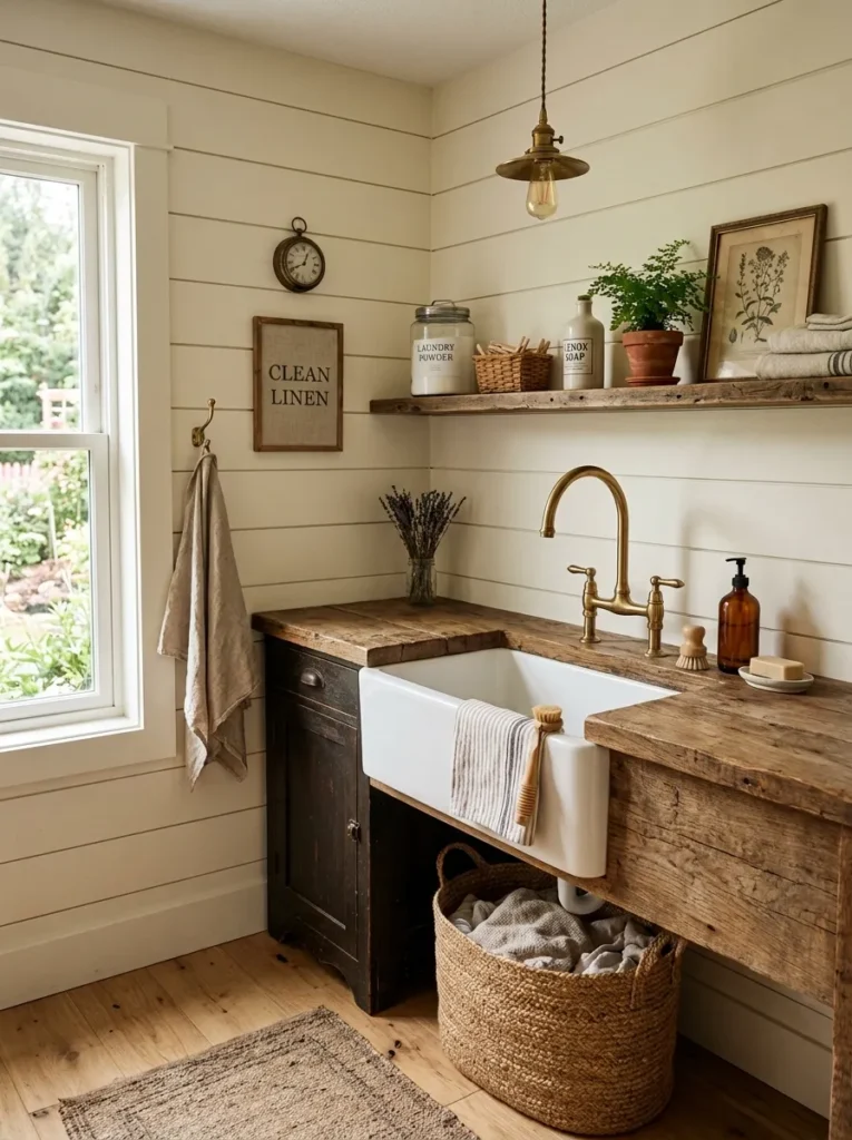 farmhouse sink corner laundry room design idea modern