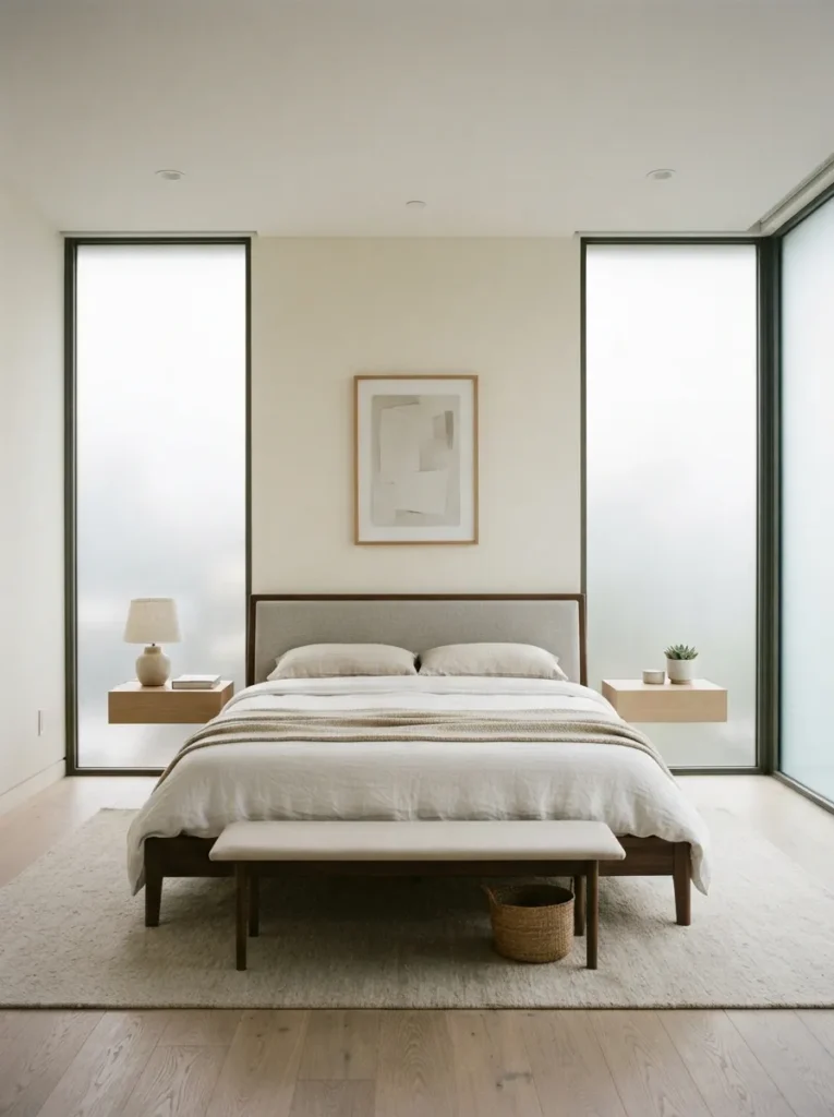 frosted glass panels bedroom window idea modern
