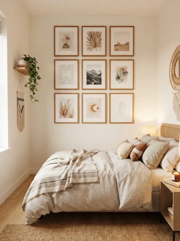 gallery wall grid boho teen bedroom idea modern