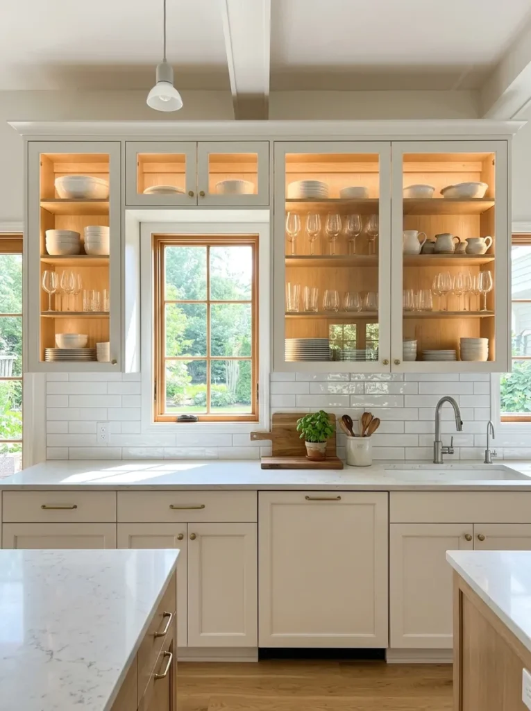 glass cabinet doors small kitchen idea modern