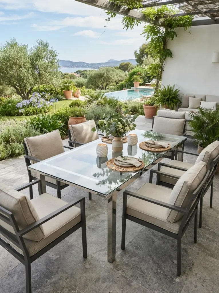 glass table styling summer patio decor idea 2026