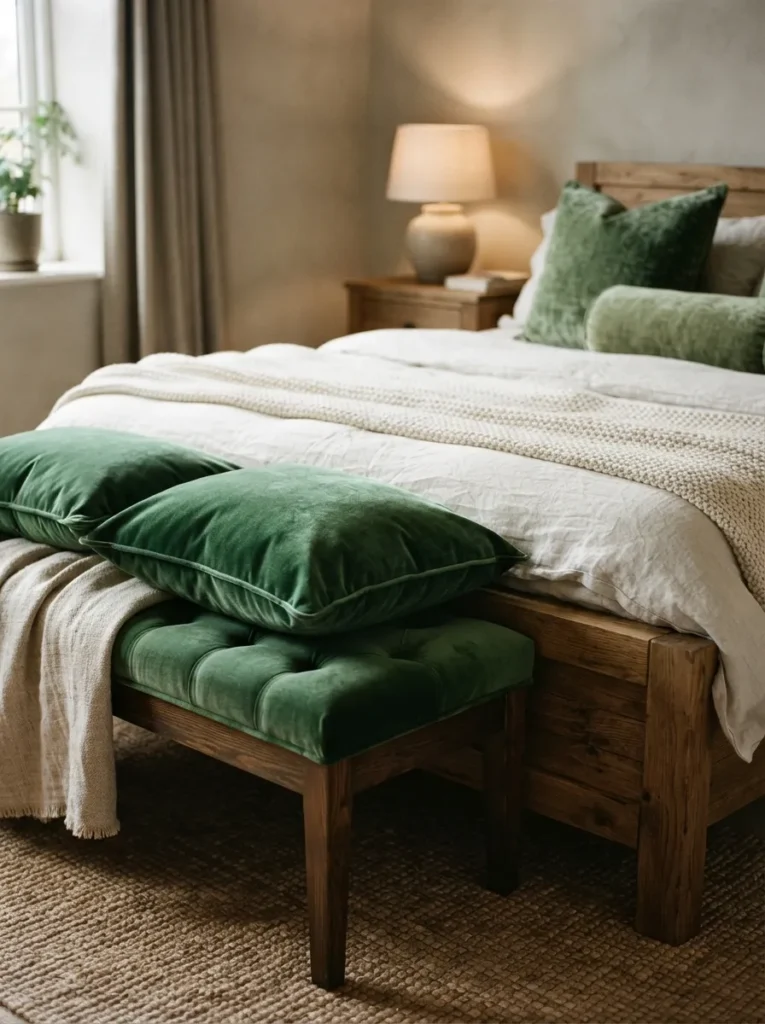 green velvet accents forest bedroom idea magical modern