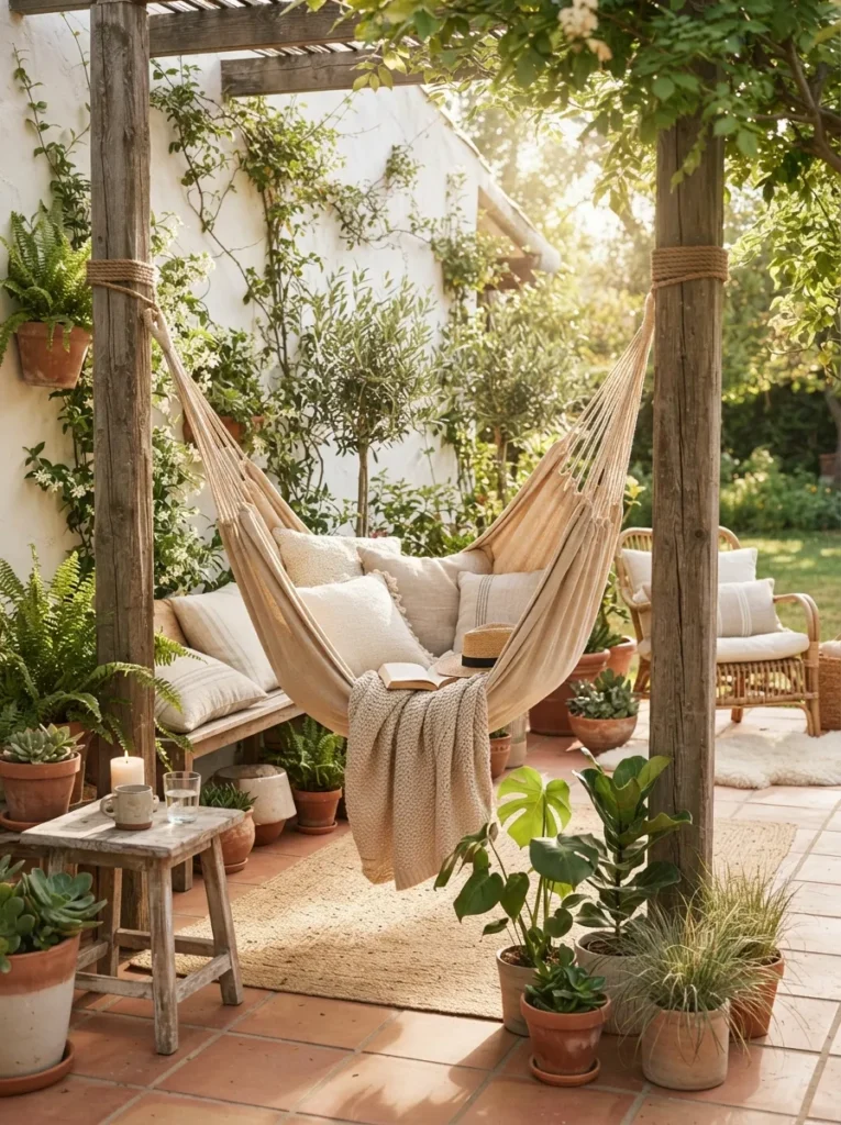hammock lounge corner summer patio decor idea modern