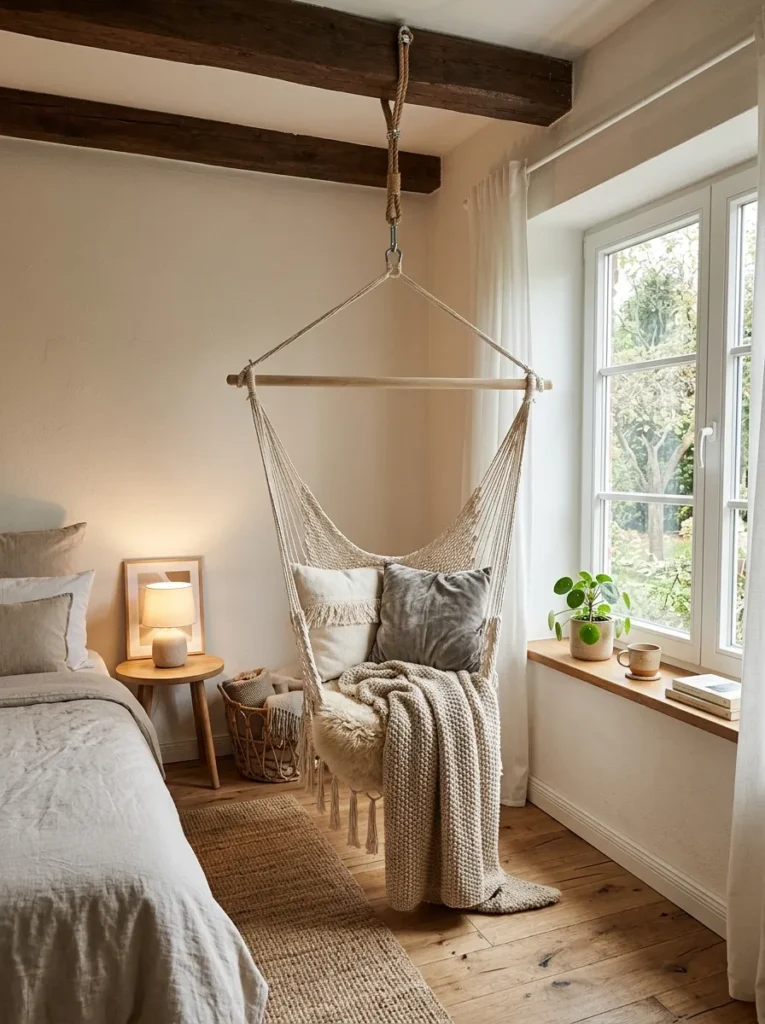 hanging chair corner teen girl bedroom idea modern