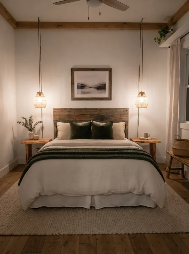 hanging pendant lights forest bedroom idea 2026