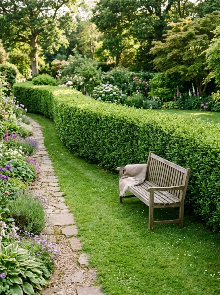 hedge fence border privacy fence idea backyard 2026