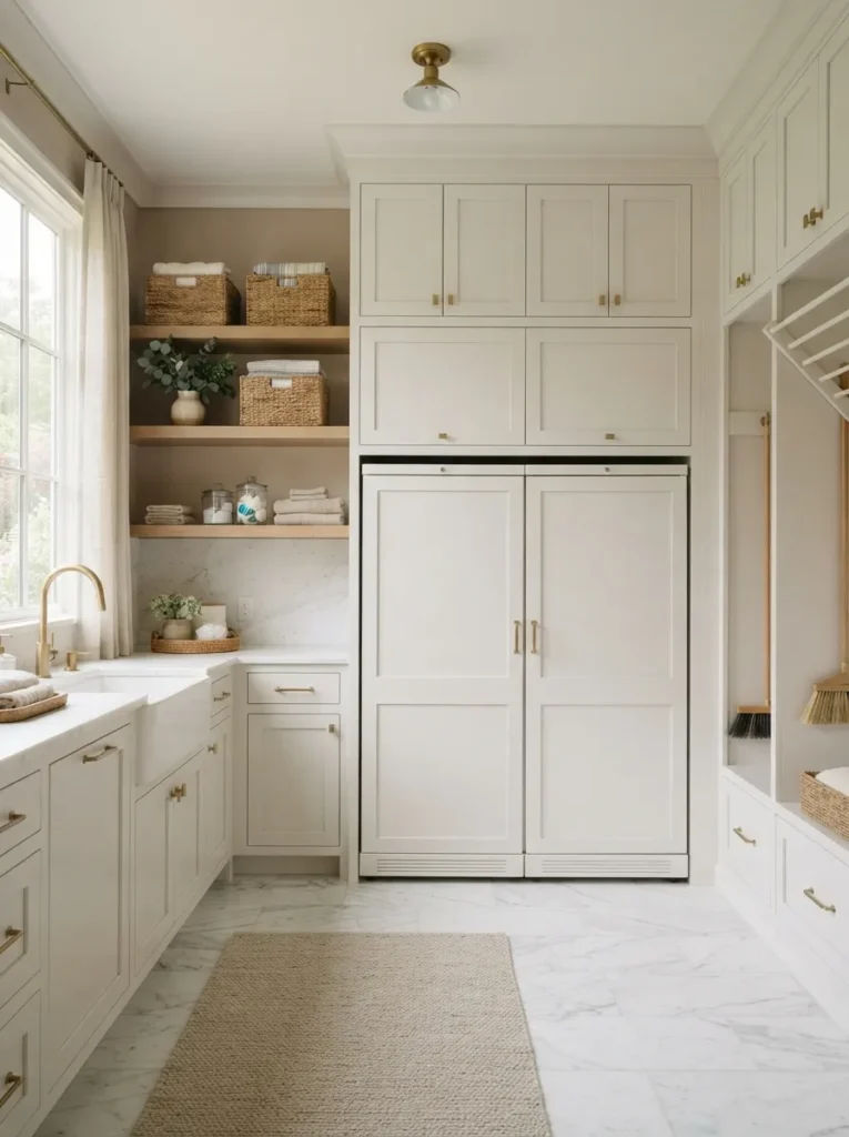hidden appliance panels luxury laundry room idea modern
