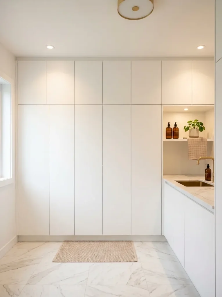 hidden cabinet storage laundry room design idea modern