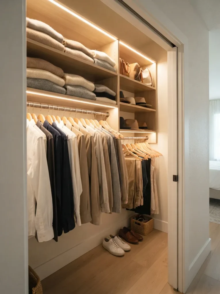 hidden closet lighting small bedroom idea 2026