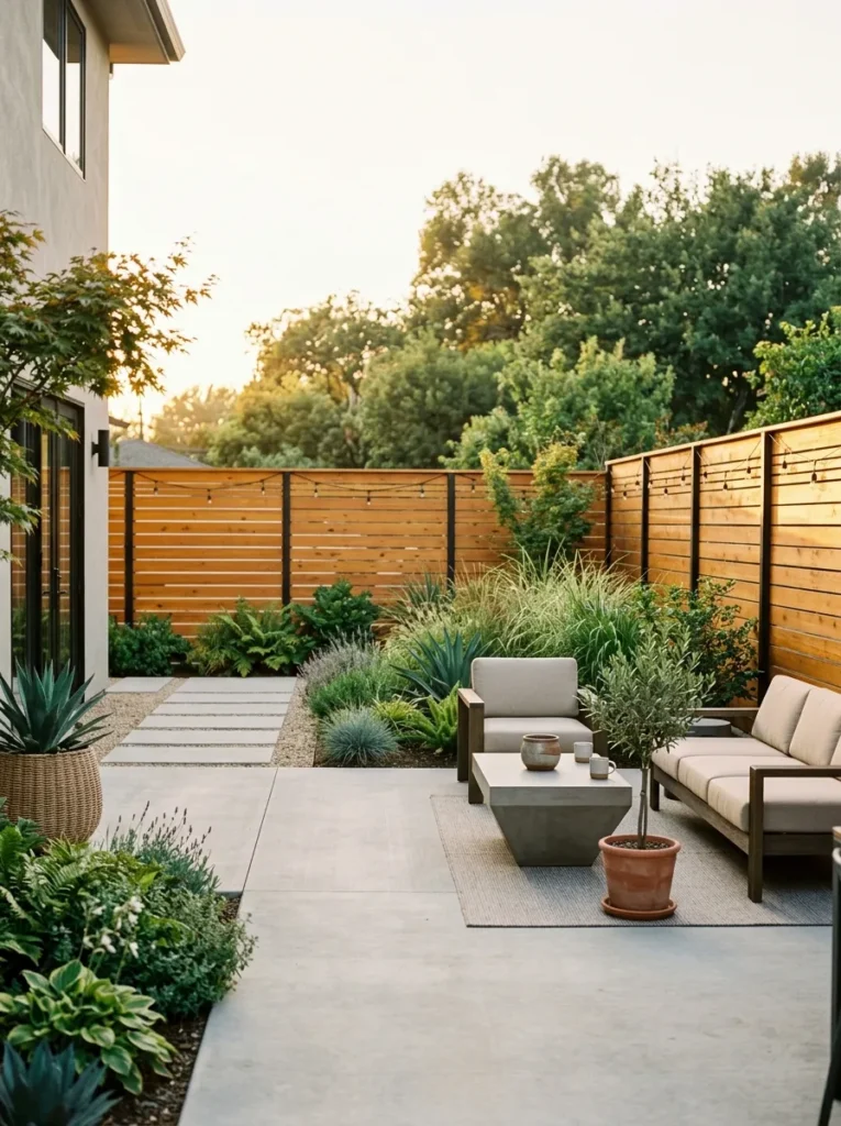 horizontal wood slats privacy fence idea 2026