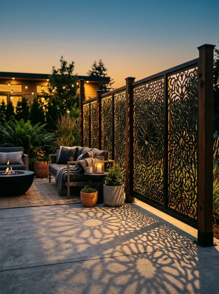 laser cut metal screens privacy fence idea 2026