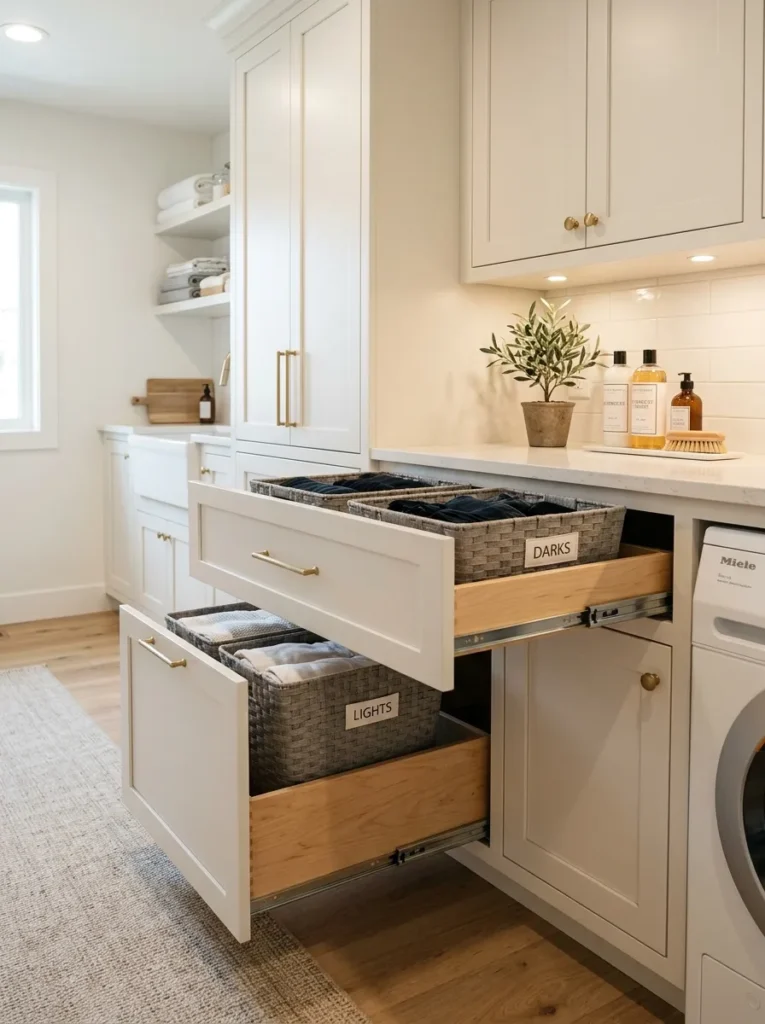 laundry basket drawers laundry room design idea 2026