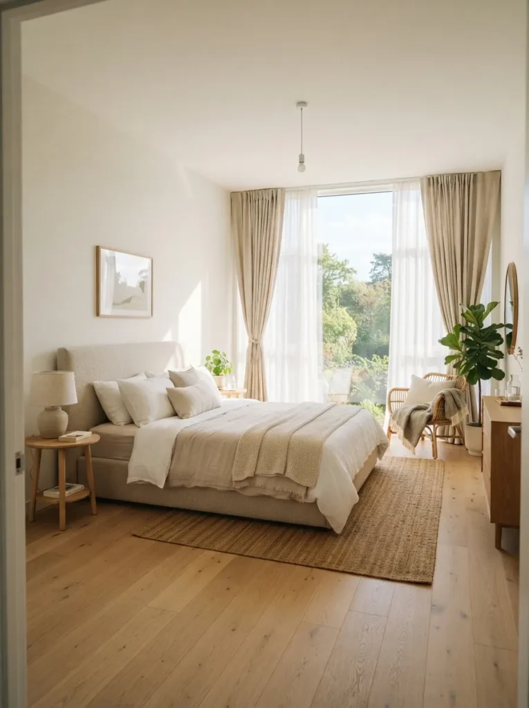 layered sheer curtains baddie bedroom idea modern