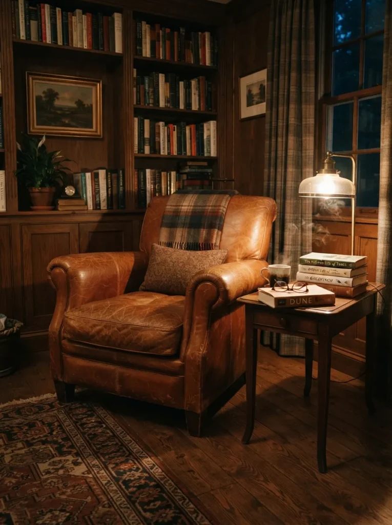 leather accent chair cozy reading chair idea 2026