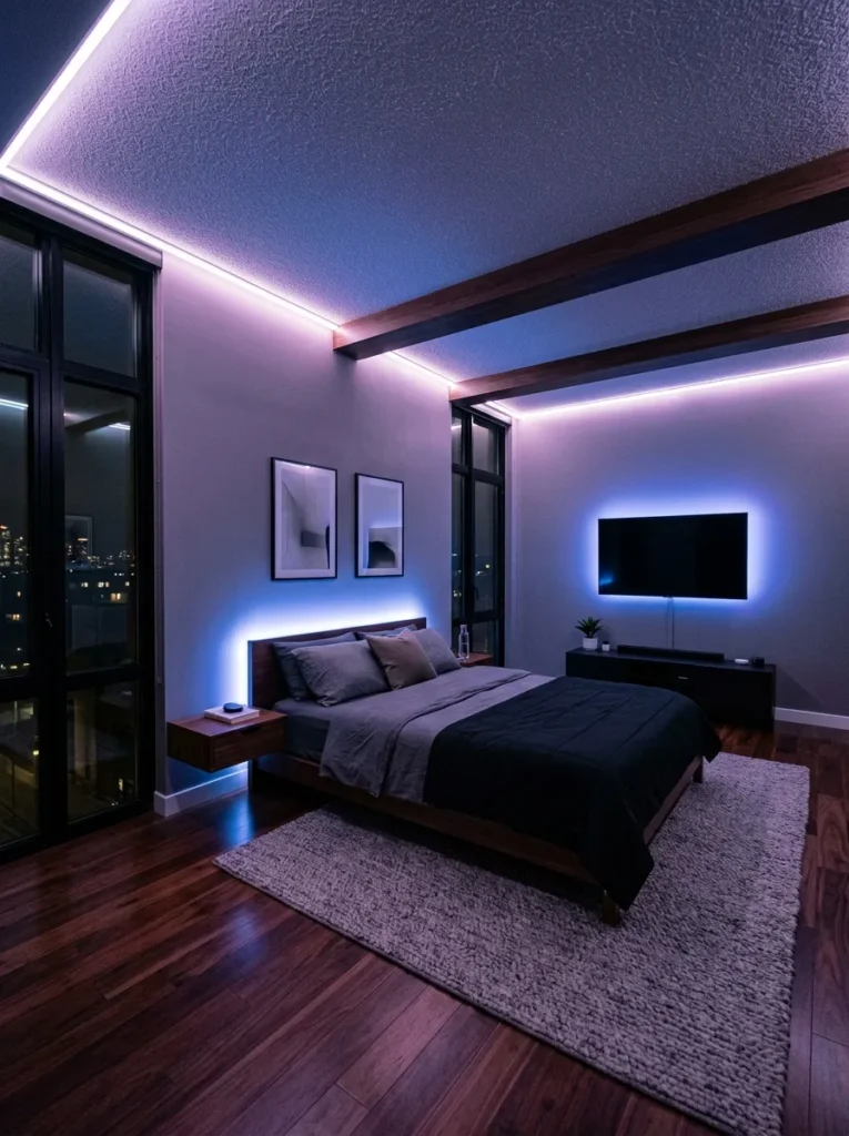 led strip lighting teen girl bedroom idea modern