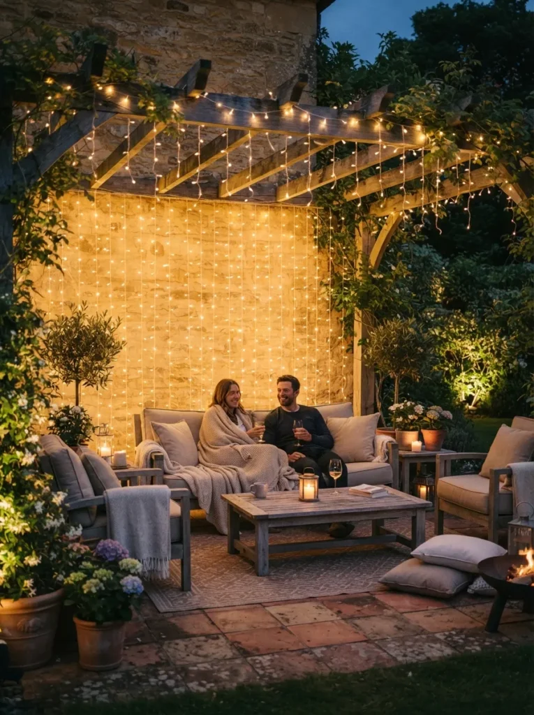 light curtain backdrop summer patio decor idea 2026