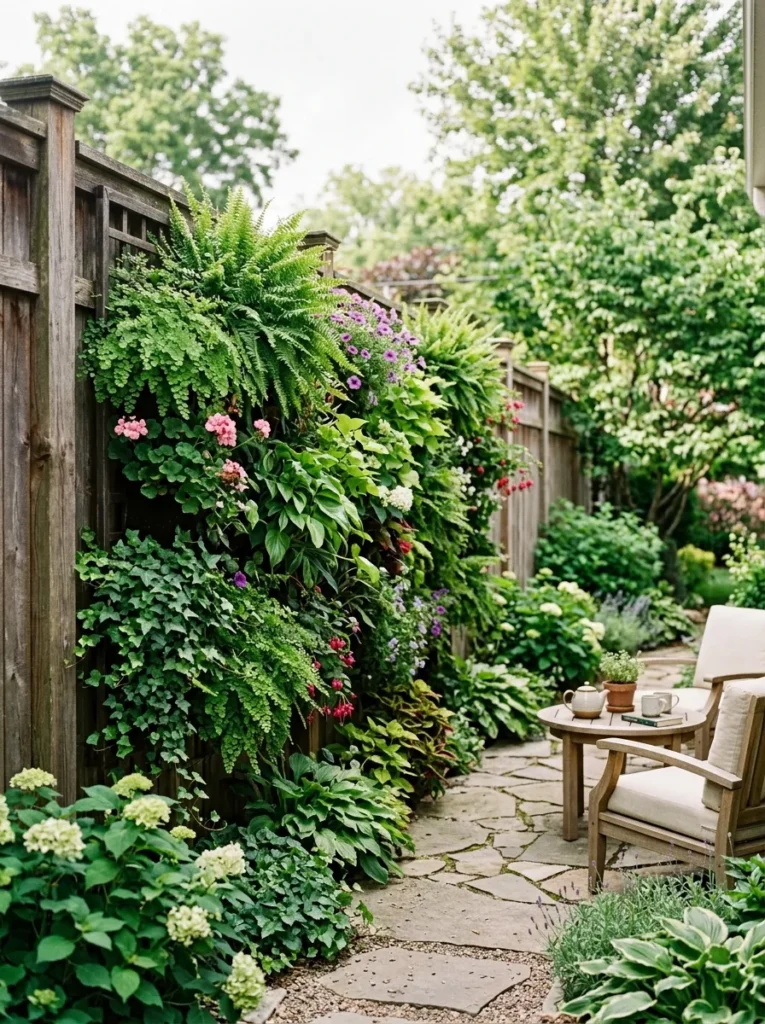 living green wall privacy fence idea modern backyard