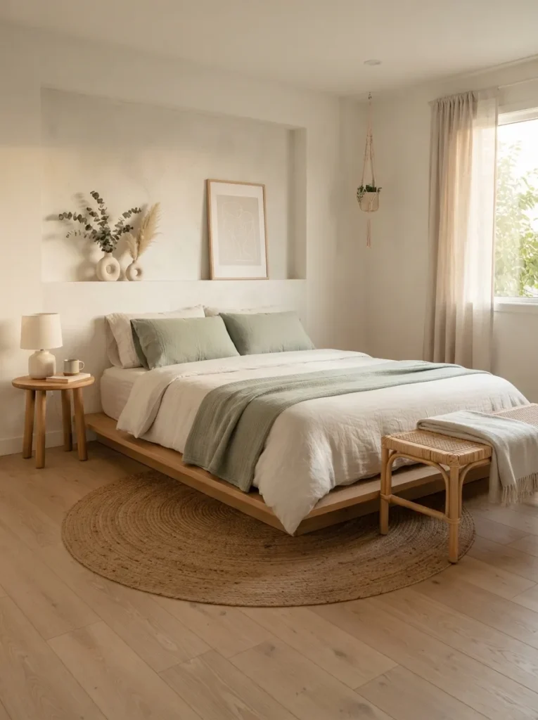 low platform bed forest bedroom idea relaxing modern