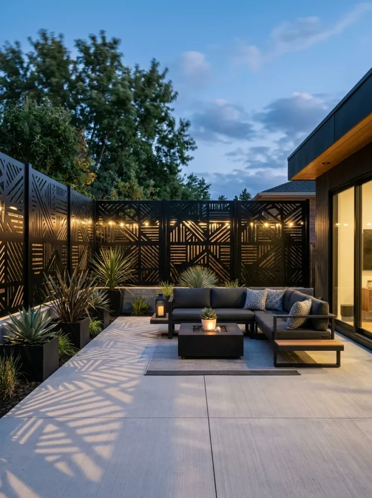 metal panel fence privacy fence idea modern outdoor