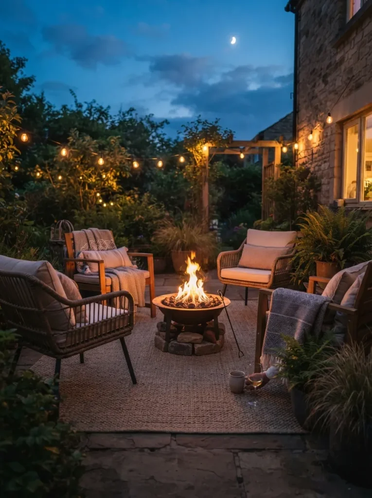 mini fire pit area summer patio decor idea 2026