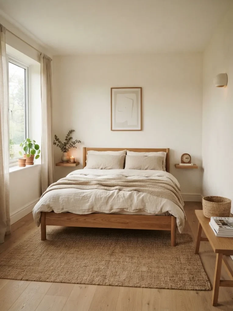 minimal earth decor cozy earthy bedroom idea 2026