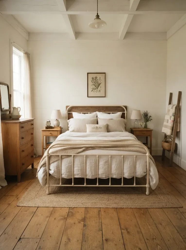 minimal vintage decor vintage farmhouse bedroom idea modern