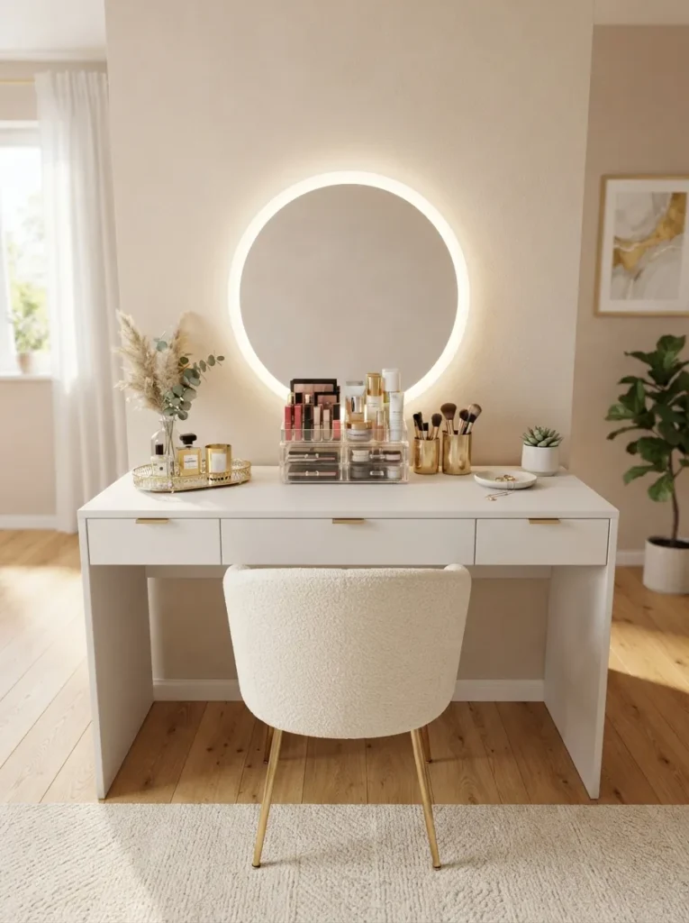 minimalist makeup station baddie bedroom idea modern