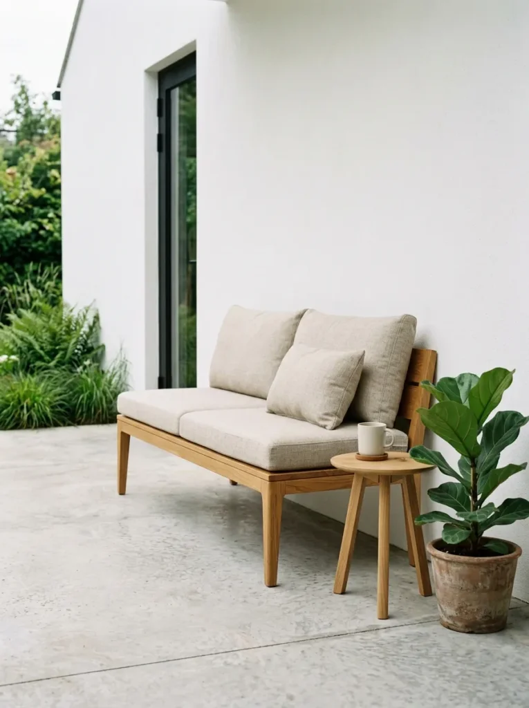 minimalist wooden bench outdoor furniture idea patio